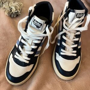 Gola Navy Blue and White High-Top Sneakers